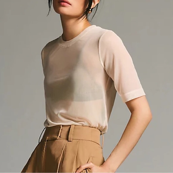 Anthropologie Tops - Anthropologie Porridge Sheer Mesh Half-Sleeve Top